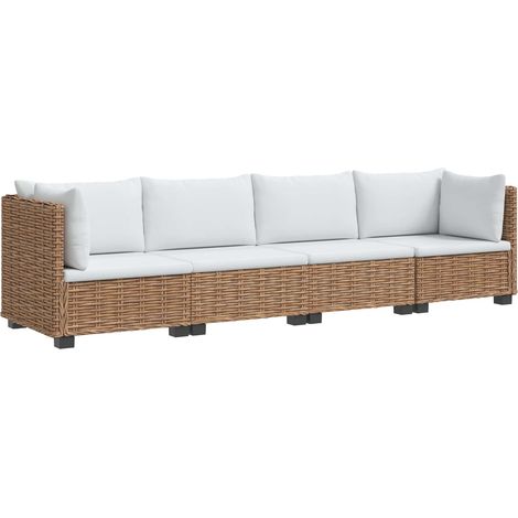 4 Stk. Rattan-Lounge-Set mit Kissen GENDT Naturrattan Natur vidaXL (1/5)