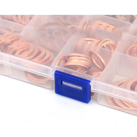 Rondelles plates 300 pièces M5-M20, kit assorti d'anneaux d'étanchéité en cuivre avec boîte de rangement