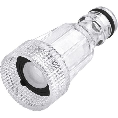 Two high-pressure washer water filters, garden accessories, compatible with garden connectors, transparent. (1/5)