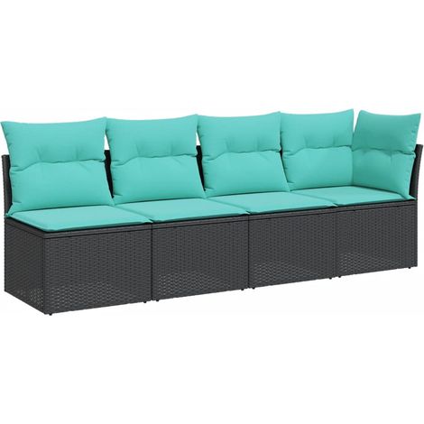 Maison Exclusive - Divano da Giardino con Cuscini a 4 Posti Nero in Polyrattan
