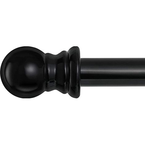 Tringle à rideaux en métal avec supports réglables pour fenêtres, salon, chambre à coucher, extérieur – 167 à 304,8 cm – 2,5 cm – Noir (1/5)