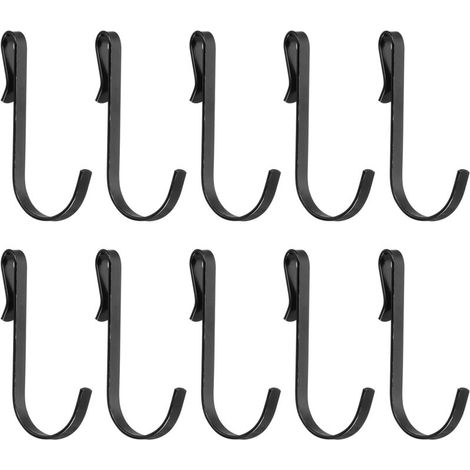20 ganchos en forma de J, ganchos de almacenamiento de alambre, ganchos con clip adecuados para diámetros de 1 a 3 mm para colgar y secar, color negro. (1/3)