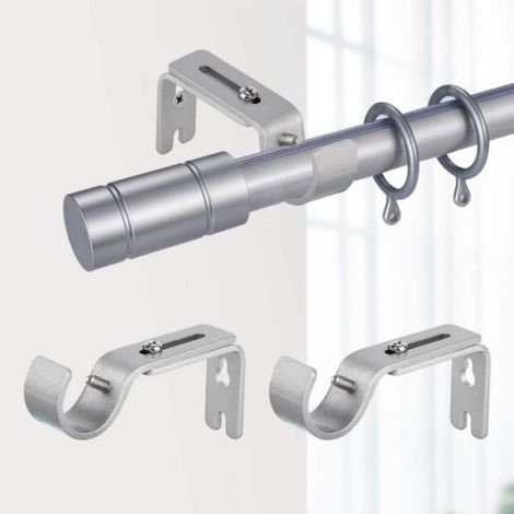 Support de Tringle à Rideau Réglable, 3 Pcs Supports Murale en Métal avec Vis et Chevilles pour Tringle à Rideau Chambre Coucher (1/4)