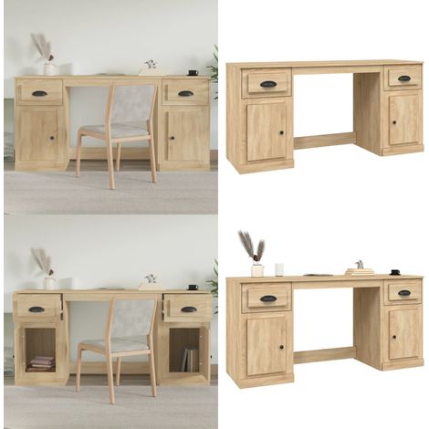 Scrivania con Armadietto Rovere Sonoma in Legno Multistrato - Armadietto per ufficio - Scrivania in legno multistrato
