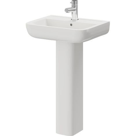 Wholesale Domestic Sirus 520mm Basin with 1 Tap Hole and Full Pedestal