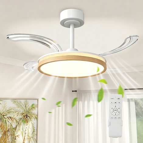 Ventilatore da soffitto con luce, con telecomando, 95 x 95 x 36 cm, naturale (1/5)