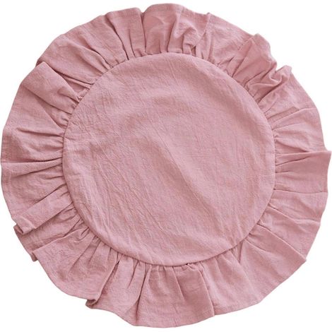 Napperon rond à bords plissés, confectionné à la main, antidérapant, pour une expérience culinaire raffinée au restaurant comme à la maison (poudre pulvérisée). (1/5)