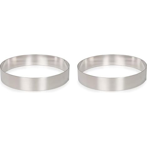 Lot de 2 Cercle à gâteau, Acier inoxydable, 20cm diamètre, 4.5cm hauteur, Pour pâtisserie (1/5)