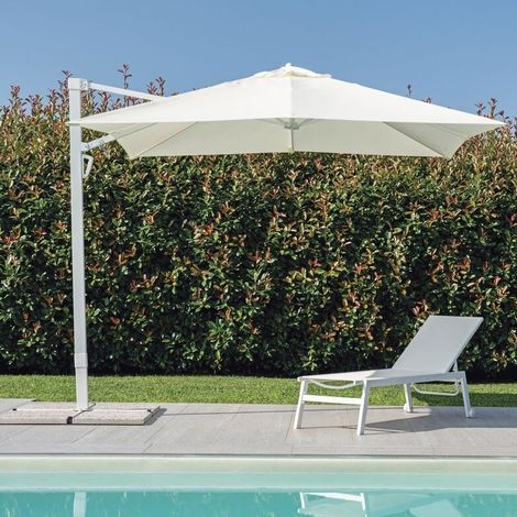 Ombrellone da Giardino con Palo Laterale, Telo Idrorepellente 3x3 Metri, Colore Bianco