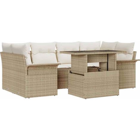 Maison Exclusive - Set Divano da Giardino 7 pcs Beige Rattan in Polipropilene