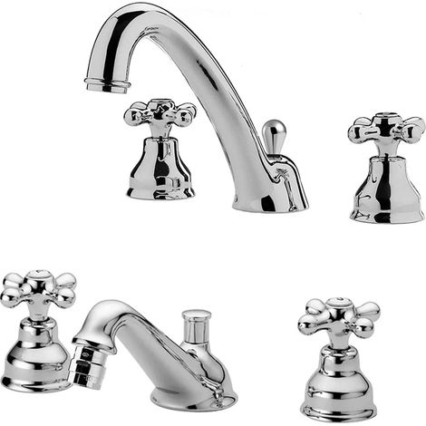 Set miscelatori Paffoni Iris lavabo canna alta e bidet con scarico incluso (1/5)