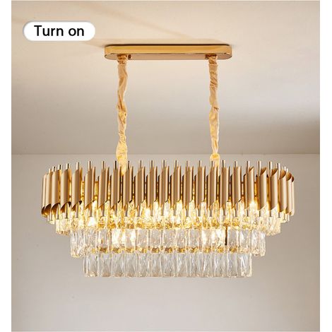 Moderne LED Kristall Hängeleuchte Linear 75cm, Goldene Pendellampe für Esstisch, 3 Farbtemperaturen Dimmbar