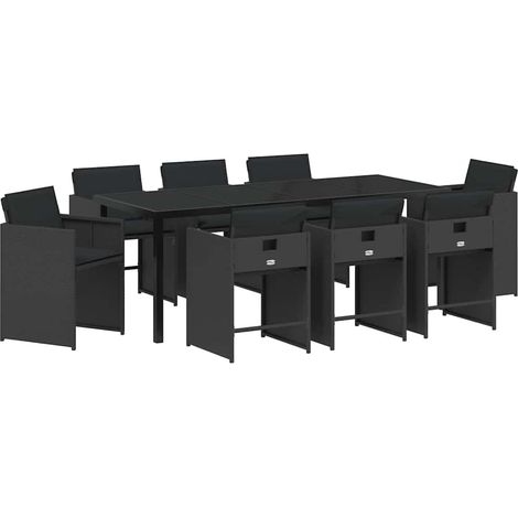 Maison Exclusive - Set da Pranzo per Giardino 9 pcs Nero polyrattan