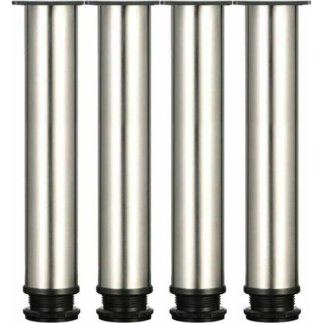 4 Pieds Réglables 300 mm De Hauteur épaissir les pieds d'armoire Pieds de table Pieds de meubles, Acier inoxydable brossé, Hauteur réglable 0-15 mm Venez avec des vis en acier inoxydable (1/5)