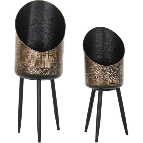 dkd-home-decor Set von Pflanzgefäßen Metall Schwarz Kupfer 70 cm (1/5)