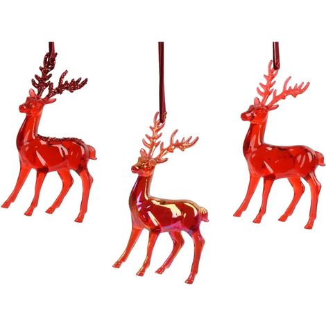 Decorazione natalizia renna in resina rossa H14,5 cm (1/2)