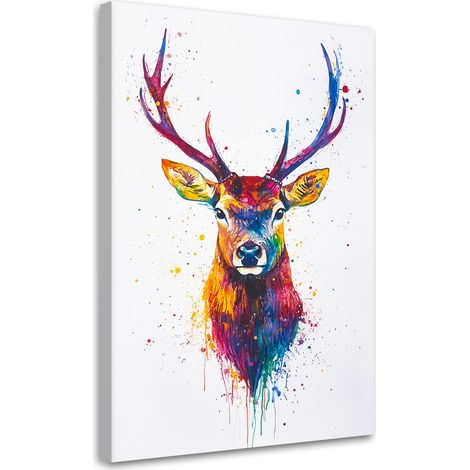 Tableau déco Tête de cerf colorée Animaux 70x100 (1/5)