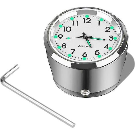 Horloge de guidon de moto 7/8" chromée étanche, montre à quartz pour moto, en aluminium lumineux Cl (1/5)