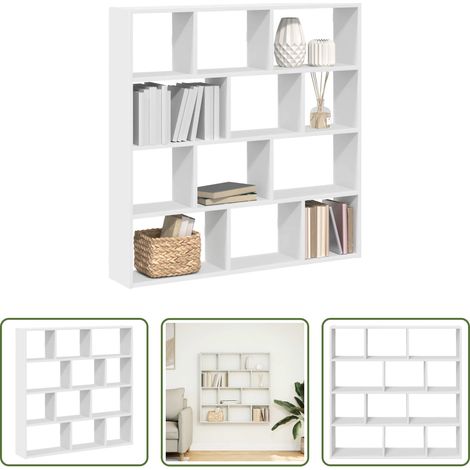 Rangement -  Étagère cube murale 12 compartiments blanc bois d'ingénierie (1/5)