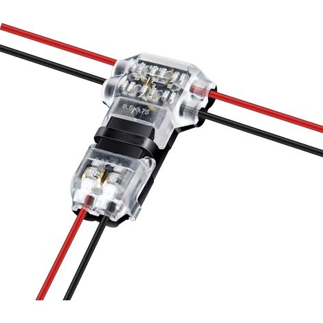 2-poliger 3-Wege-T-förmiger elektrischer Steckverbinder, universeller kompakter Klemmenblock für Niederspannungskabel von 18–22 AWG, lötfreie Schnellverbindung (1/4)