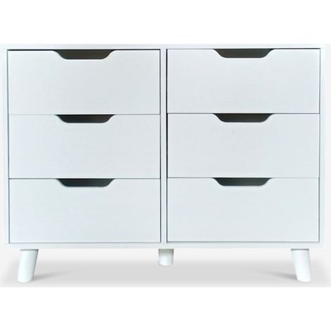 Cómoda aparador para dormitorio o sala de estar con 6 cajones blanco Kamil