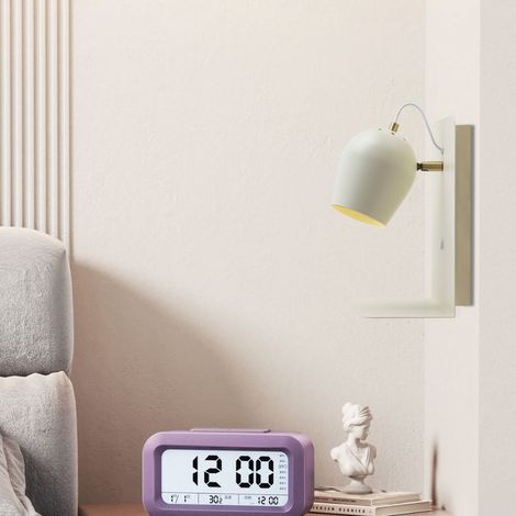 Lampada da parete bianca con interruttore, mensola e USB Gorbea, lampada orientabile in metallo