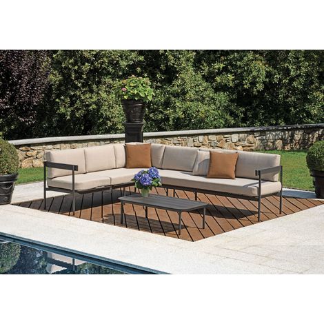 Sitzecke mit 2 Sofas und Couchtisch aus anthrazitfarbenem Aluminium MALIGI HOME MG/ACERO Antracite (1/5)