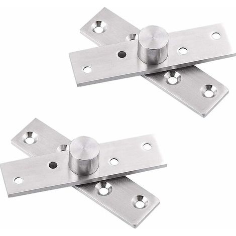 Lot de 2 charnières de porte pivotantes à 360 degrés en acier inoxydable avec vis de fixation 75 x 17 mm