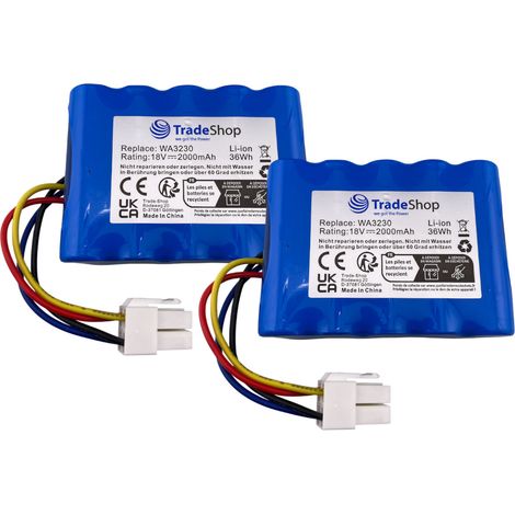2x Trade-Shop Li-Ion Akku 18V / 2000mAh für Worx Landroid S Basic, S300 2018, S300i, S450i 2018, S500i 2018, S700i 2018, S 390m2 Mähroboter (1/2)