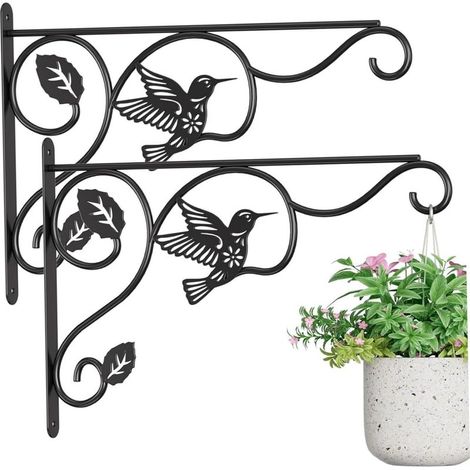Crochet de suspension pour plantes, paquet de 2 supports suspension pour plantes, crochets métalliques 12x9 avec motif d'oiseau pour suspendre des, mangeoires à oiseaux, carillons éoliens (1/5)