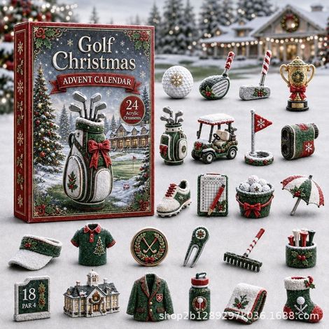 Calendrier de l'Avent Sportif 2026 - Boîte Surprise Calendrier de l'Avent S - Boîte Surprise Noël Golf 2026 - 26183CM (Épaisseur acrylique 3mm)