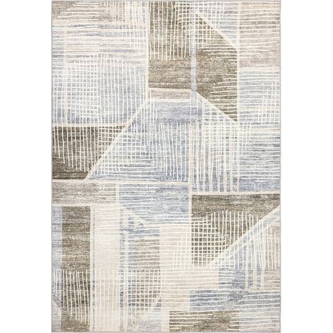 Tapis taupe moderne lavable court poil doux - 170 x 120 cm (1/5)