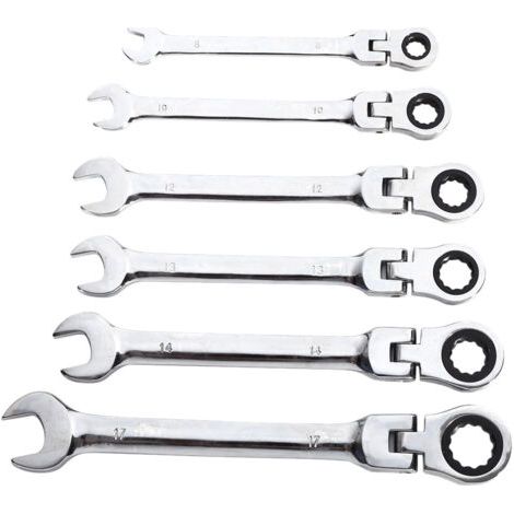 6pcs DANIU Clé Flexible Mixte à Tête Pivotante Outil Métrique de Garage 8-17MM (1/5)