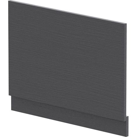 750mm Edge/Power Straight End Bath Panel & Plinth - Textured Woodgrain Graphite Grey