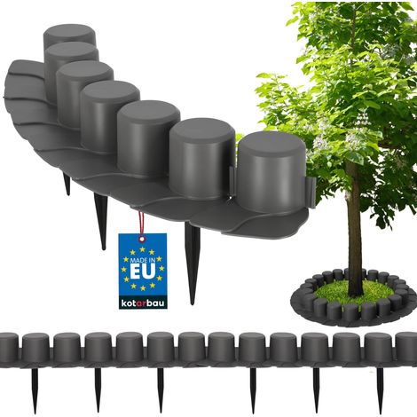 KOTARBAU® Bordure Jardin Exterieur 6 cm - avec Bordure de Tonte 4 m Bordure de Jardin Flexible - Bordure Jardin Plastique - Bordure de Gazon - PVC - Gris (1/5)