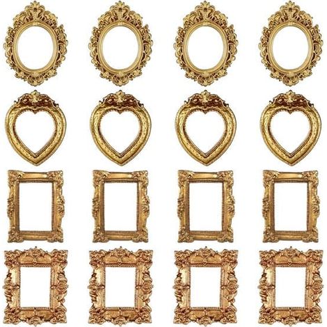 Mini cadres photo, lot de 16, cadres photo vintage, petits cadres photo, cadres photo vintage en résine, cadres photo, verre et fond non inclus (1/5)