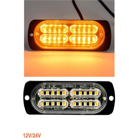 20-LED-Warnleuchte für Pannenhilfe, gelbes Blitz-Blinklicht, 12 V/24 V