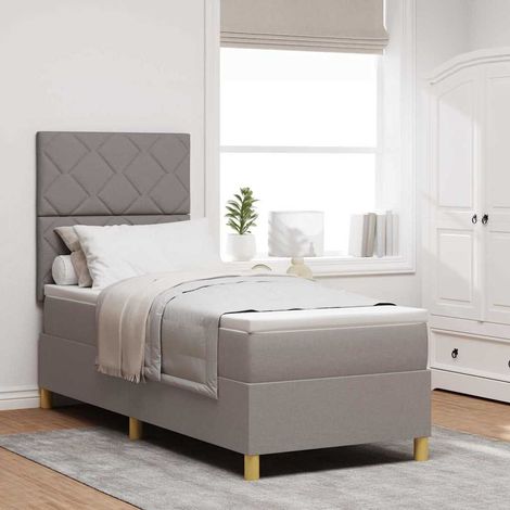 LED Boxspringbett mit Matratze Taupe 80 x 200 cm Stoff