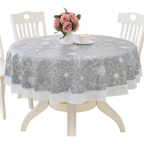 Tablecloth Ronde - PVC Vinyle Imperméable - Diamètre 54 60 70 ou 78 Pouces - Pour Table à Cartes Cuisine Pique-Nique Extérieur - 1 Pièce (1/5)