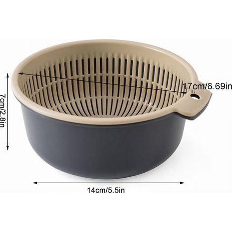 Panier de Légumes à Deux Étages avec Drainage Rapide et Suspension Multifonction pour KitchenS Bleu, Fruit Strainer, Comprend 1 Colander et 1 Bol, Matériau PP Alimentaire, Dimensions Variables