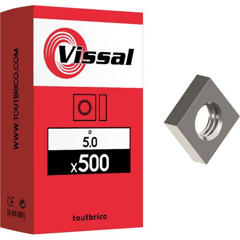 500 écrous carrés Ø 5mm zingué - Vissal (1/2)