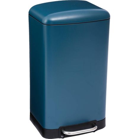 5Five Simply Smart – Poubelle à pédale métal 30l – Design élégant bleu canard – Système de fermeture silencieux – Seau amovible pour nettoyage facile