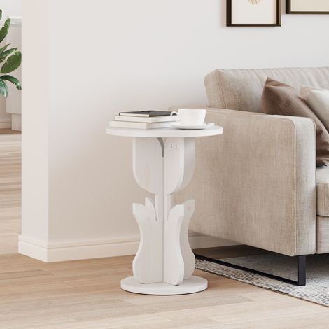 Mesa lateral Blanco 39.5 x 39.5 x 53.5 cm Madera maciza de pino vidaXL (1/5)