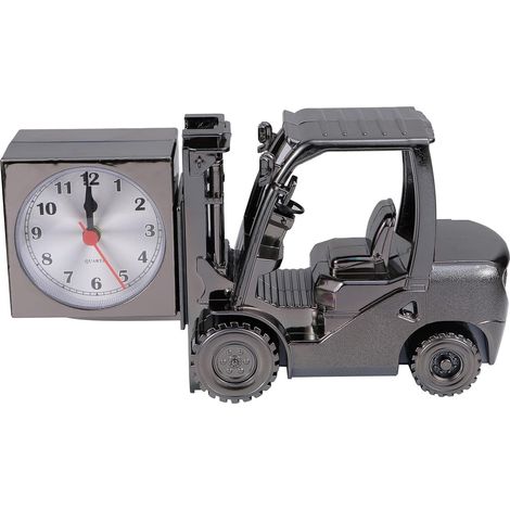 Réveil de Table Chariot Élévateur en Plastique Noir Horloge Décorative pour Bureau et Maison Réveil sans Pile Présent Original pour Salon et Chambre (1/5)