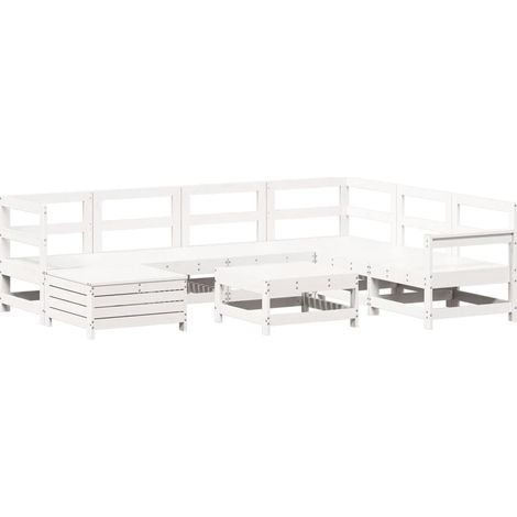 Maison Exclusive - Set Divani da Giardino 8 pz in Legno Massello di Pino Bianco