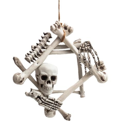 JSSEVN - Gruseliger Halloween-Türkranz – Totenkopf – 35 cm – Kunststoff (1/5)