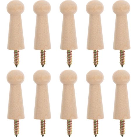 10 crochets muraux bois - 6,8x1,7 cm - pour salle de bain (1/5)