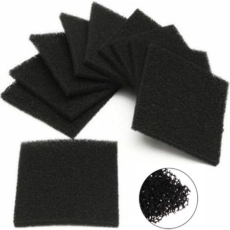 (5 pièces - 10 x 130 x 130 mm) Éponge filtrante universelle en mousse de charbon actif noire imprégnée (1/4)