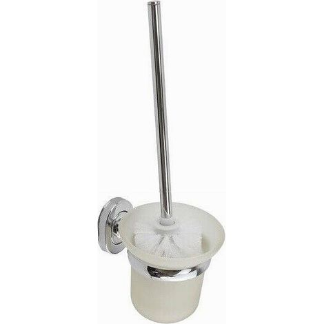 Cleafe - Porta Scopino Wc Scopino Completo Vetro Satinato Fissaggio A Parete Bagno 69194 - (1/2)