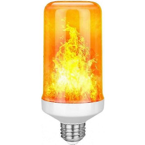 Ampoule LED E27 à effet flamme, lumière décorative clignotante réaliste, éclairage d'ambiance festive, culot E27(e) blanc à capuchon noir (1/5)